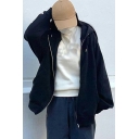 Casual Girls Hoodie Plain Color Drawstring Zip Up Front Pockets Long Sleeve Relaxed Hoodie