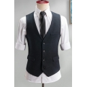 Men's Casual Suit Vest Solid Color Sleeveless Button Closure V-Neck Slim Fit Suit Vest