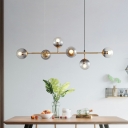6 Globe Linear Island Chandelier Lights Modern Minimalism Hanging Pendant Lights for Bedroom