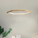 1-Light Chandelier Lighting Modernism Style Round Shape Wood Hanging Light Fixture