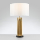 1-Light Dining Table Light Minimalist Style Drum Shape Metal Nightstand Lamp