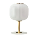 1 Light Drum Metal Nightstand Lamp White Modern Night Table Lamps for Bedroom