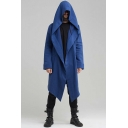 Boy's Hot Coat Solid Color Hooded Long-Sleeved Loose Irregular Hem Open Front Trench Coat