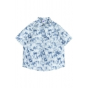 Leisure Boys Shirt Tie-Dye Pattern Short Sleeve Turn-down Collar Loose Fit Button Shirt