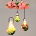 3-Light Hanging Ceiling Lights Industrial Style Exposed Bulb Shape Metal Pendant Lighting Fixtures