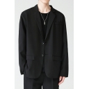 Simple Boys Suit Pure Color Long-Sleeved Lapel Collar Button Closure Pocket Detail Regular Fit Blazer Suit