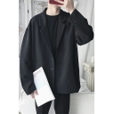 Urban Boys Suit Solid Color Long Sleeve Lapel Collar Button Closure Loose Fit Blazer Suit