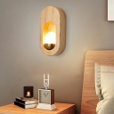 Modern Flush Mount Wall Sconce Wood Color Wall Lighting Fixtures for Living Room