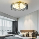 Ultra-Modern Ceiling Mounted Fixture White Glass Flush Ceiling Light for Living Room