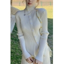 Unique Womens Knit Top Oblique Button Long Sleeve Asymmetrical Hem Slim Fit Sweater