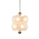 White Ceiling Lamp Globe Shade Simplicity Style Glass Suspension Light for Living Room