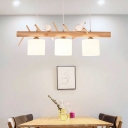 3 Lights Cylinder Shade Hanging Light Modern Style Glass Pendant Light for Living Room