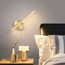 Gold Linear Wall Sconce Modern Style Metal 1-Light Wall Sconce Lighting