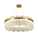 White Ceiling Lamp Round Shade Modern Style Glass Pendant Light for Living Room
