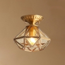 1 Light Brass Close To Ceiling Lighting Fixture Vintage Semi Flush Ceiling Light Fixtures for Living Room
