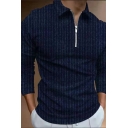 Trendy Polo Shirt Solid Turn-down Collar Slim Fitted Long-Sleeved 1/2 Zipper Polo Shirt