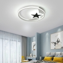 Modern Style Sphere Flush Mount Fixture Metal 1-Light Flush Ceiling Light in White