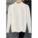 Fancy Sweater Pure Color Long Sleeves Mock Neck Regular Fit Pullover Sweater for Boys
