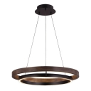 Brown Drop Lamp Round Shade Simplicity Style Wood Pendant Light for Living Room