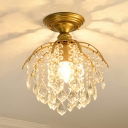 Flush Ceiling Light Fixtures Round Shade Modern Style Crystal Flush Mount Lamp for Living Room