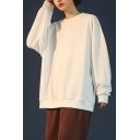 Modern Mens Sweatshirt Pure Color Round Neck Long-Sleeved Regular Fitted Sweatshirt