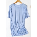 Casual Tee Top Whole Colored Round Collar Short-sleeved Regular Fit T-shirt for Men