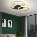2-light Ceiling Mounted Fixture Modern Style Circle Shape Metal Flush Mount Lighting