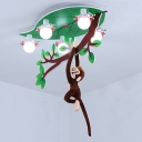 5-light Flush Mount Light Kids Style Monkey Shape Metal Ceiling Mounted Fixture