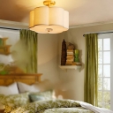 Farbic Semi Flush Ceiling Light Fixtures White Modern Drum Close to Ceiling Lamp for Bedroom