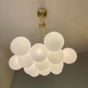 White Ceiling Lamp Globe Shade Simplicity Style Glass Suspension Light for Living Room