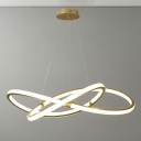 White Chandelier Lamp Linear Shade Simplicity Style Acrylic Suspension Light for Living Room