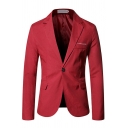 Unique Mens Blazer Solid Lapel Collar Slimming Long Sleeves Single Button Suit Blazer