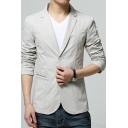 Leisure Blazer Pure Color Regular Long Sleeve Lapel Collar Button down Suit Blazer for Men