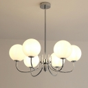 White Ceiling Lamp Globe Shade Simplicity Style Glass Chandelier Pendant Light for Living Room