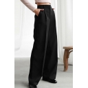 Trendy Ladies Pants Solid Zip Fly High Rise Full Length Relaxed Cigarette Trousers