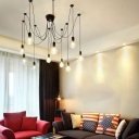 10 Lights Black Industrial Hanging Pendant Lights Vintage Living Room Cluster Cone Pendant