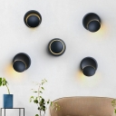 Modern Style Round Wall Sconce Metal 1 Light Wall Sconce Lighting in Black
