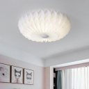 White Minimalism Flush Mount Ceiling Light Fixtures Contemporary Close to Ceiling Lamp for Bedroom