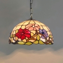 Hanging Ceiling Lights Semicircular Shade Modern Style Glass Hanging Light Kit for Living Room