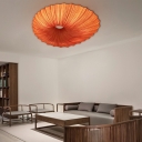 Contemporary Oval Semi-Flush Mount Ceiling Light Fixtures Fabric Ceiling Light