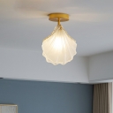 1 Light Ceiling Mounted Fixture White Glass Flush Ceiling Light for Bedroom