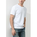 Boyish T-shirt Pure Color Short-sleeved Crew Collar Relaxed Fit T-shirt for Guys