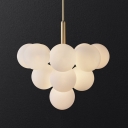 White Ceiling Lamp Globe Shade Modern Style Glass Chandelier Pendant Light for Living Room
