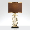 1-Light Dining Table Light Modernism Style Drum Shape Metal Nightstand Lamp