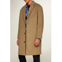 Mens Modern Trench Coat Plain Single Breasted Lapel Collar Long Sleeve Regular Fit Trench Coat