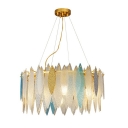White  Drop Lamp Leaf Shade  Simplicity Style Glass Suspended Lighting Fixture for Living Room