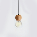 Wood Globe Pendant Lighting Fixtures Modern Minimalist Hanging Light for Bedroom