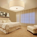 Drum Flush-Mount Light Fixture Fabric Modern Close to Ceiling Lighting Fixture for Bedroom