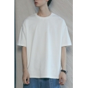 Simple Boys T-Shirt Solid Color Round Neck Short Sleeve Regular Fit T-Shirt