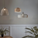 Cane Domed Pendant Lighting Fixtures Modern Style 1 Light Ceiling Pendant Lamp in whitewash